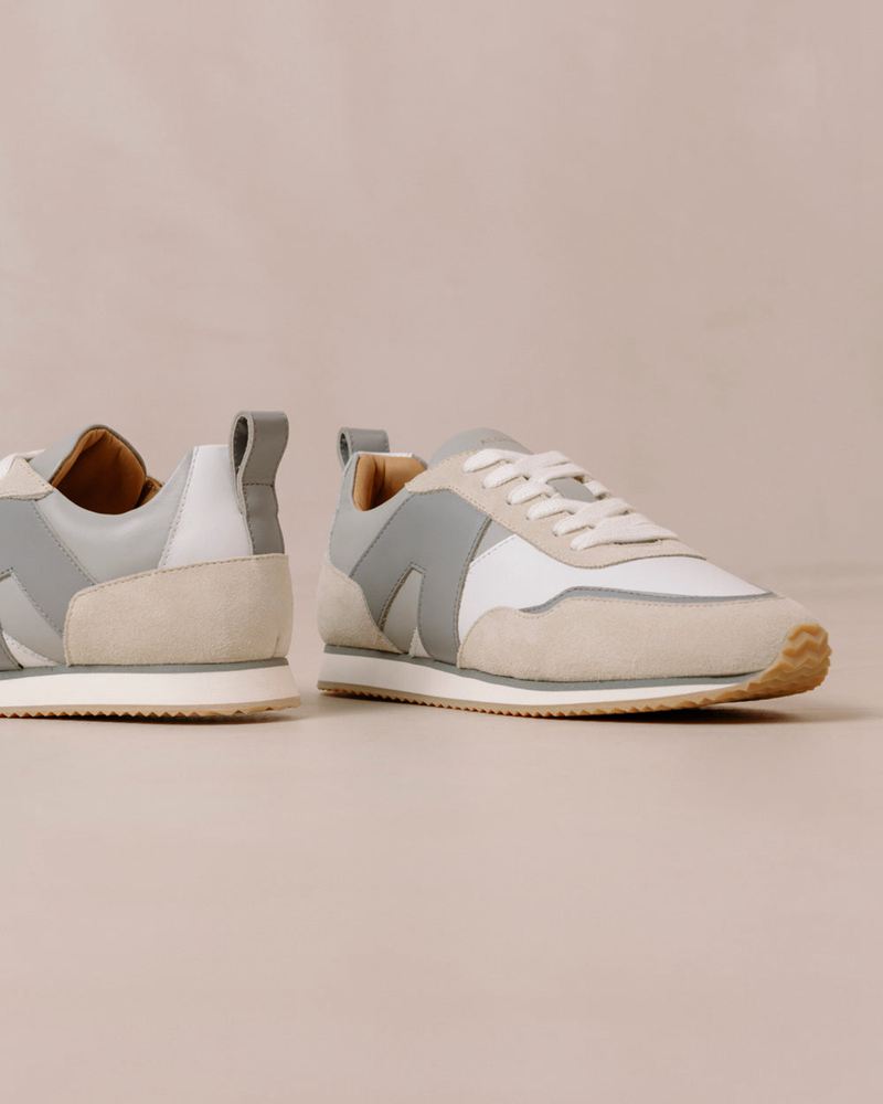 White/Grey Alohas Tb.015 Leather Women's Sneakers | EZKIL2796