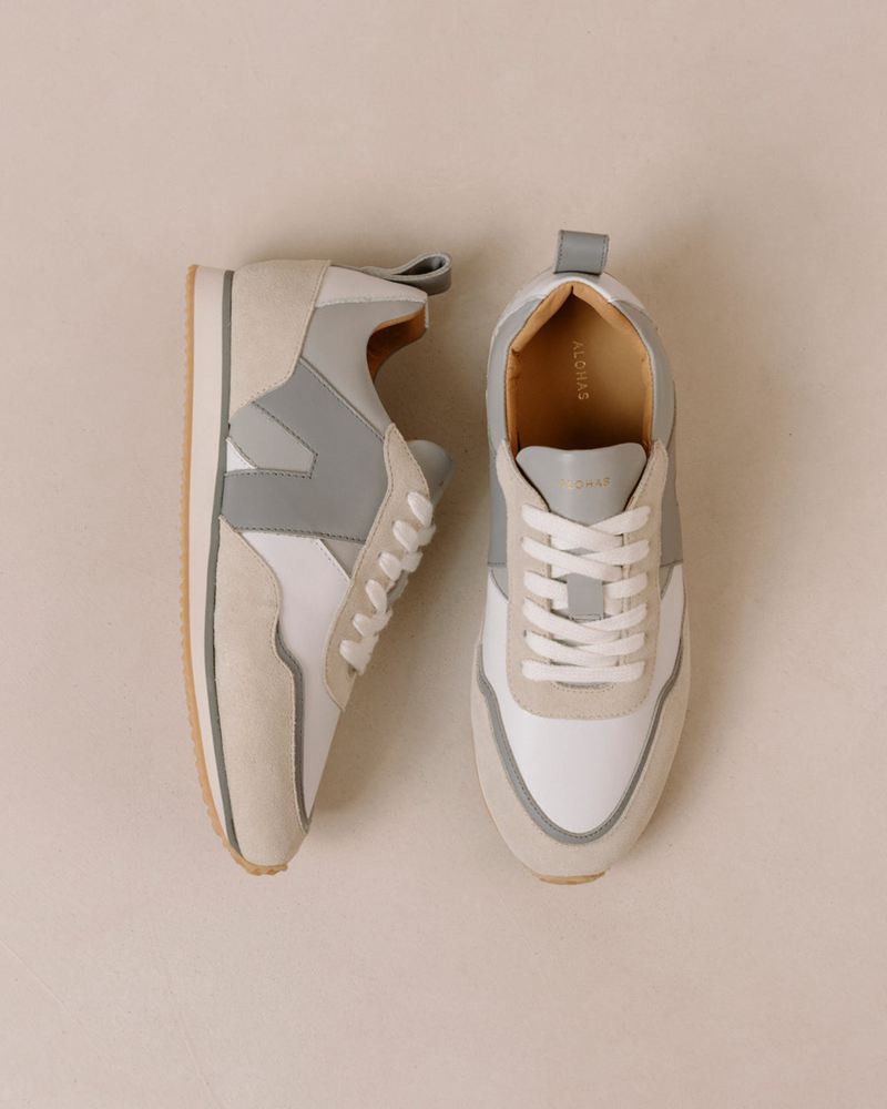 White/Grey Alohas Tb.015 Leather Women's Sneakers | EZKIL2796