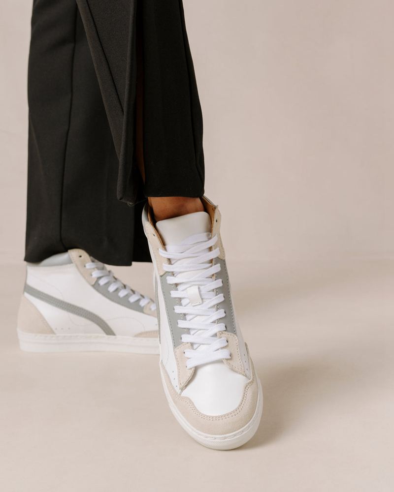 White/Grey Alohas Tb.73 Leather Women's Sneakers | YNKDC1924