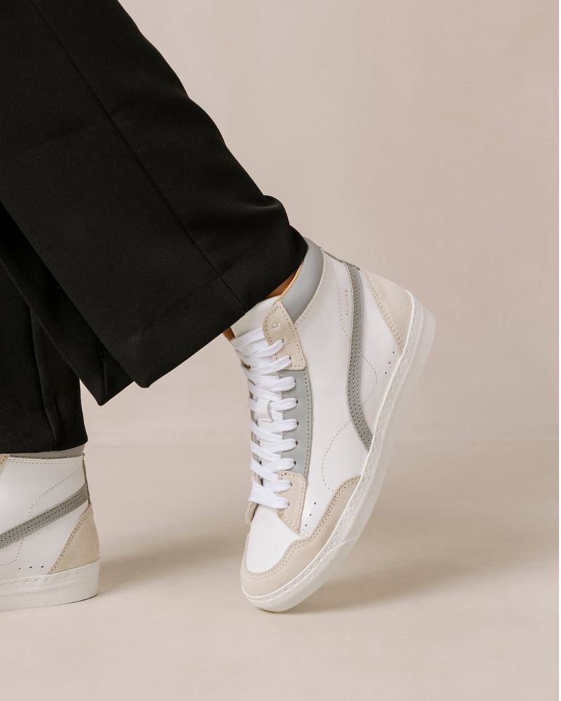 White/Grey Alohas Tb.73 Leather Women's Sneakers | YNKDC1924