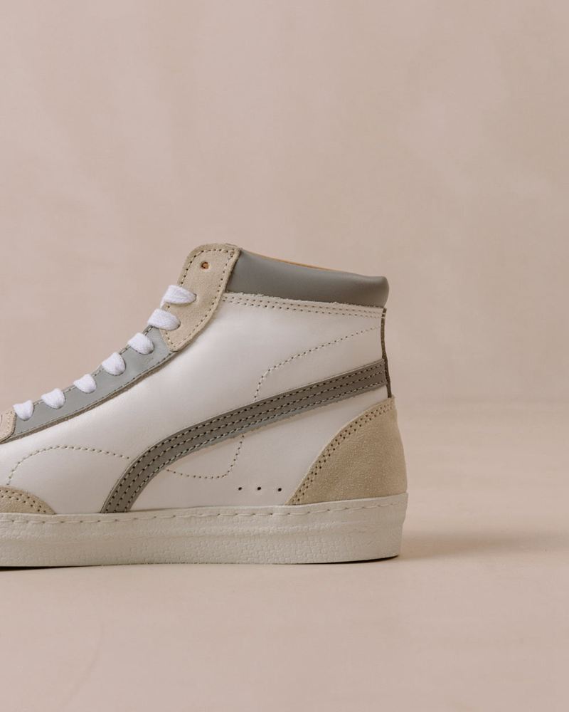 White/Grey Alohas Tb.73 Leather Women's Sneakers | YNKDC1924