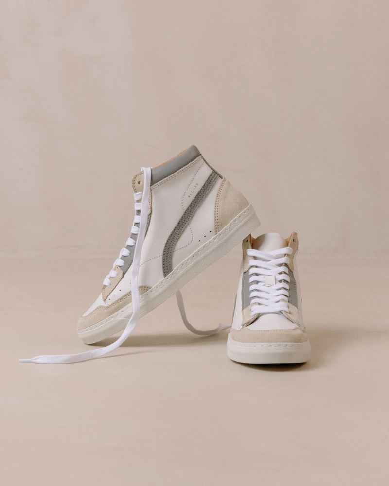 White/Grey Alohas Tb.73 Leather Women's Sneakers | YNKDC1924