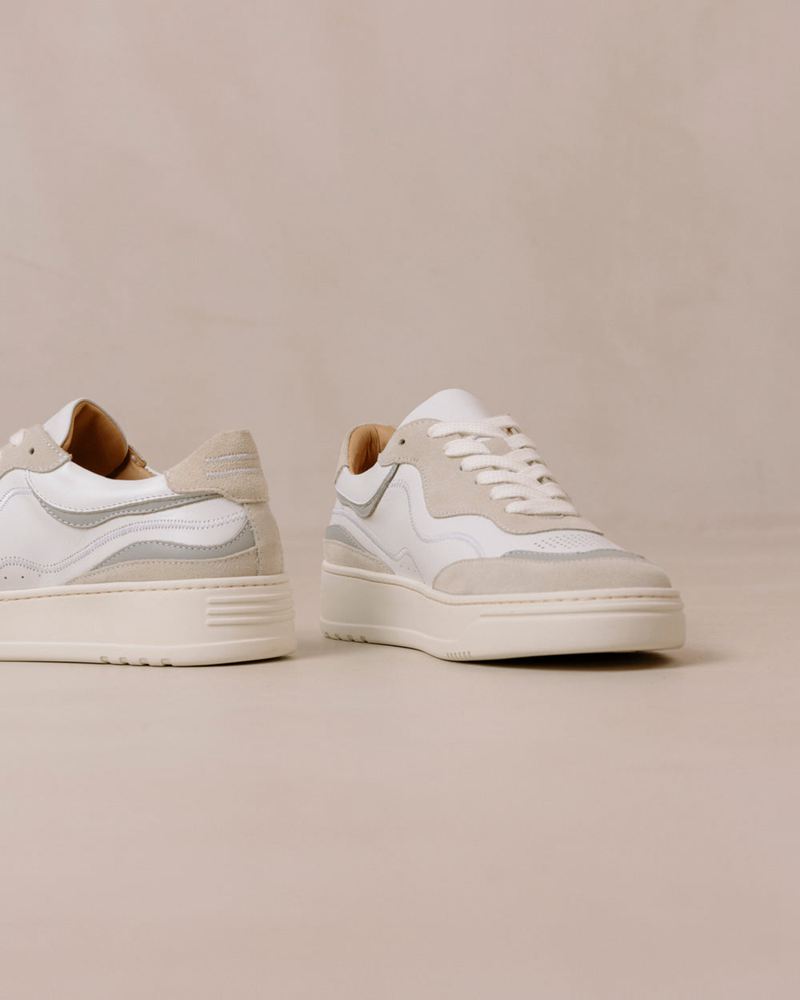 White/Grey Alohas Tb.87 Leather Women's Sneakers | WZBFK9058