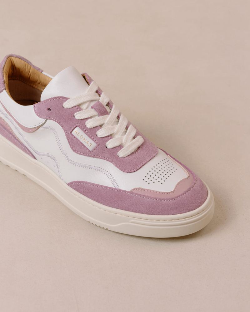 White/Purple Alohas Tb.87 Leather Women's Sneakers | YAXDF4685