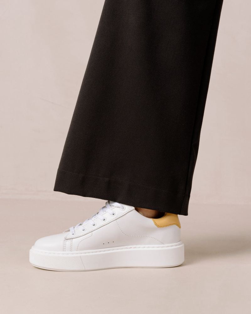 White/Yellow Alohas Tb.65 Leather Women's Sneakers | FSTHU8531