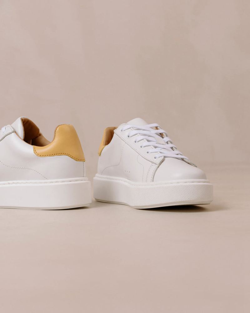 White/Yellow Alohas Tb.65 Leather Women's Sneakers | FSTHU8531