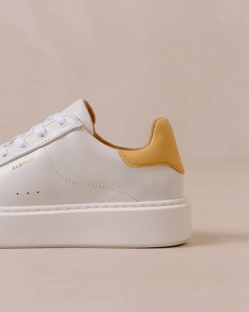 White/Yellow Alohas Tb.65 Leather Women's Sneakers | FSTHU8531